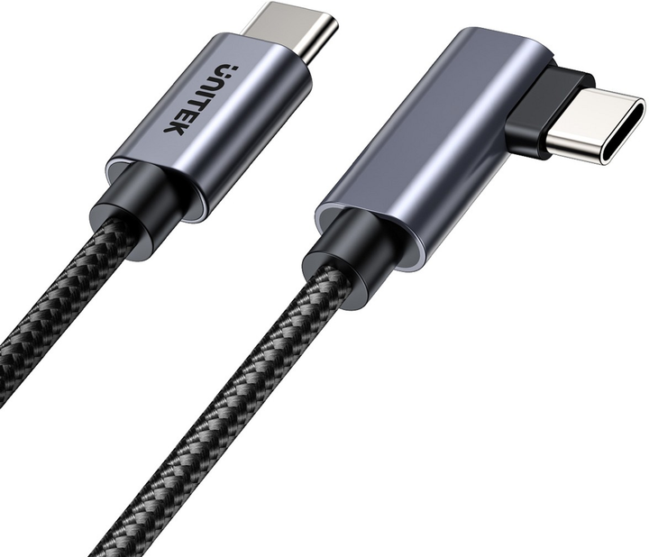 Kabel Unitek USB Type-C - USB Type-C 90­° Angled PD 100W 5 m Black (C14123BK-5M) - obraz 4