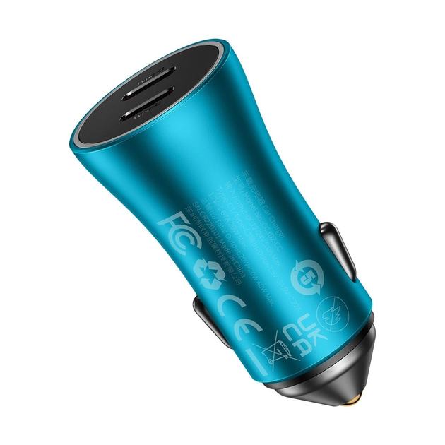 Автомобільний зарядний пристрій Baseus Golden Contactor Pro Dual Fast Charger Car Charger C+C 40W Blue - Фото 5 Автомобільний зарядний пристрій Baseus Golden Contactor Pro Dual Fast Charger Car Charger C+C 40W Blue - зображення 5