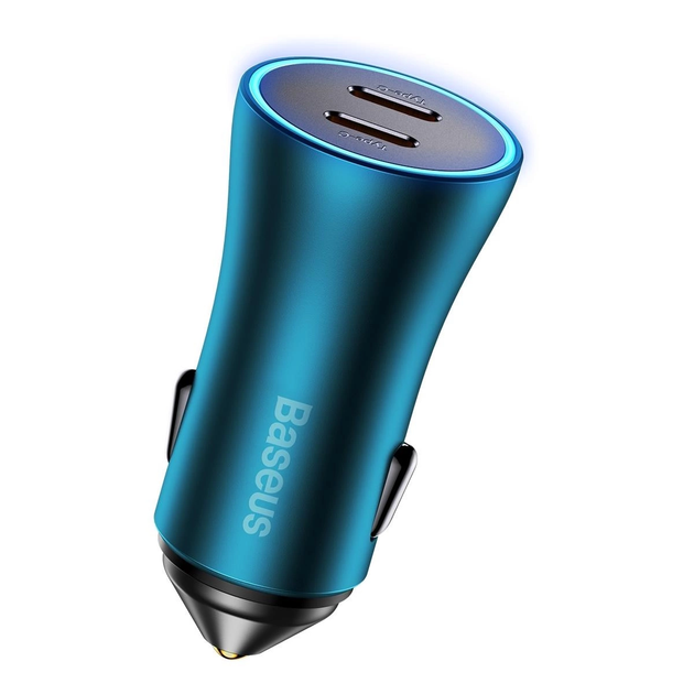 Автомобільний зарядний пристрій Baseus Golden Contactor Pro Dual Fast Charger Car Charger C+C 40W Blue - Фото 6 Автомобільний зарядний пристрій Baseus Golden Contactor Pro Dual Fast Charger Car Charger C+C 40W Blue - зображення 6