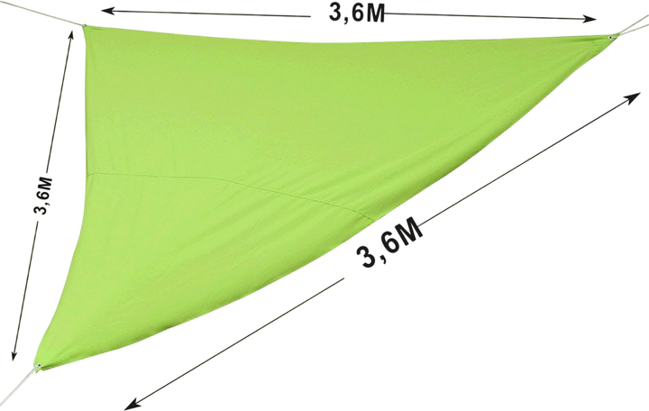 Żagiel przeciwsłoneczny Patio limonka 3.6 x 3.6 x 3.6 m (5904134473752) - obraz 3
