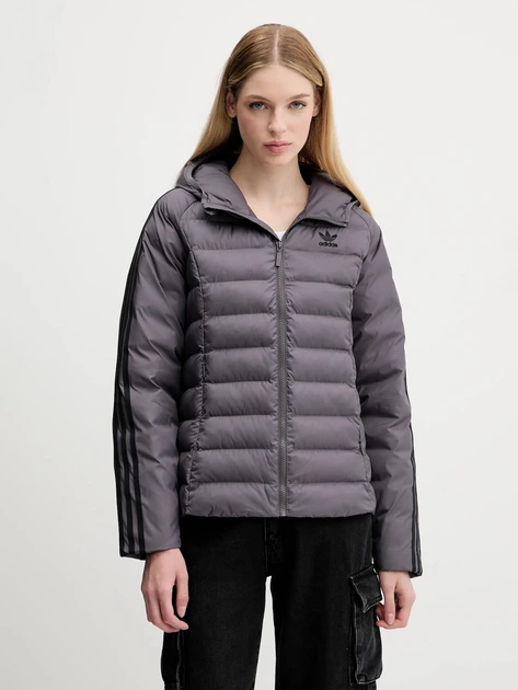 Куртка демисезонная короткая с капюшоном женская Adidas Originals Adicolor Slim JX2938 XS Grey Strata (4068808607759) - изображение 6