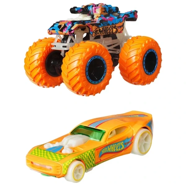 Набір з 10 машинок і монстр-траків, що світяться в темряві Hot Wheels Monster Trucks Glow in the Dark (HCB57) - зображення 8