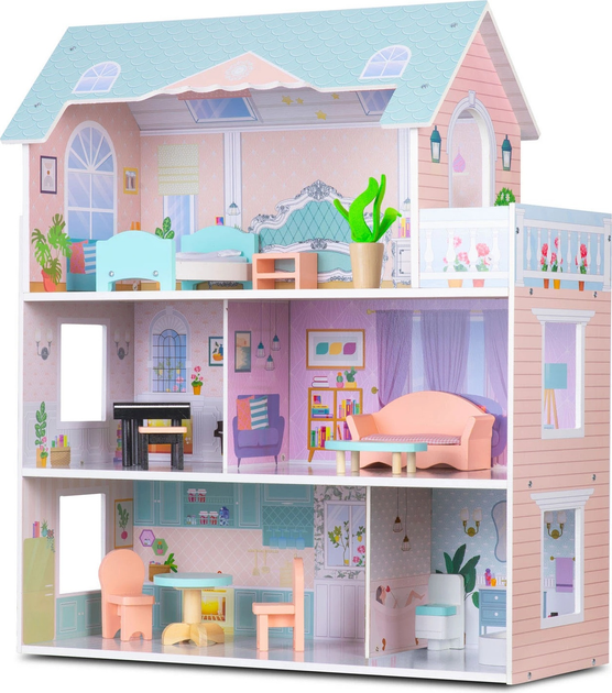 Дерев'яний будиночок для ляльок Ricokids 3-поверховий RK-878 (5903890623333) - зображення 3