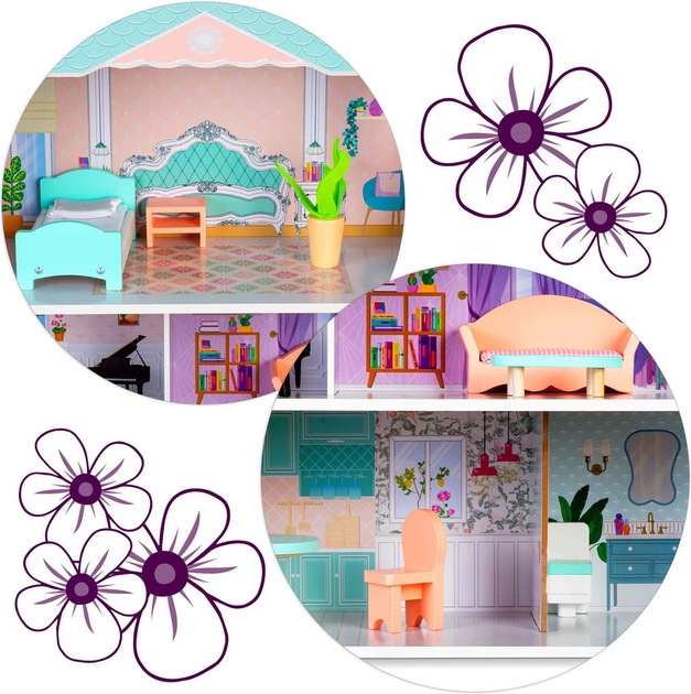 Дерев'яний будиночок для ляльок Ricokids 3-поверховий RK-878 (5903890623333) - зображення 6