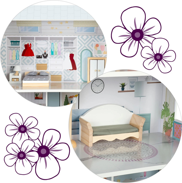 Drewniany domek dla lalek Ricokids 3-piętrowy RK-878 787801 (5903890623340) - obraz 6