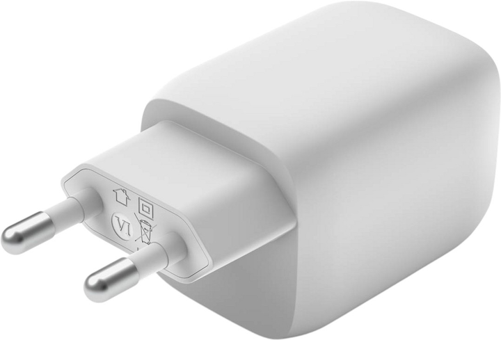 Мережевий зарядний пристрій Belkin 65W PD PPS Dual USB-C GaN with USB-C Cable White (WCH013VF2MWH-B6) - зображення 2