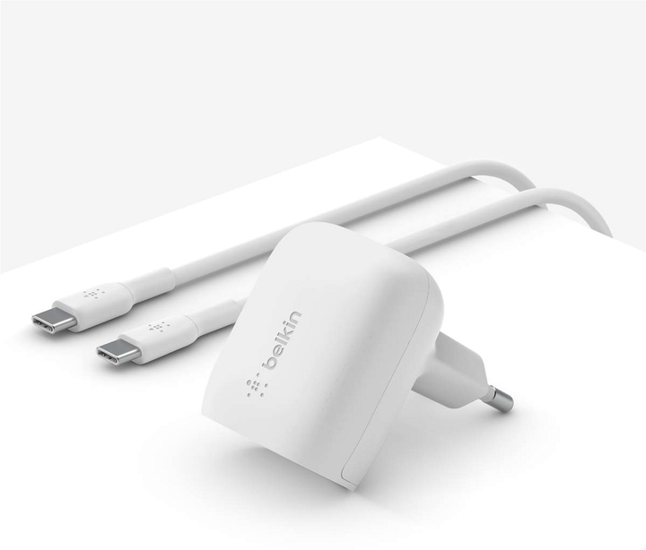 Ładowarka sieciowa Belkin BoostCharge 20W PD PPS USB-C with USB-C Cable White (WCA006VF1MWH-B6) - obraz 6