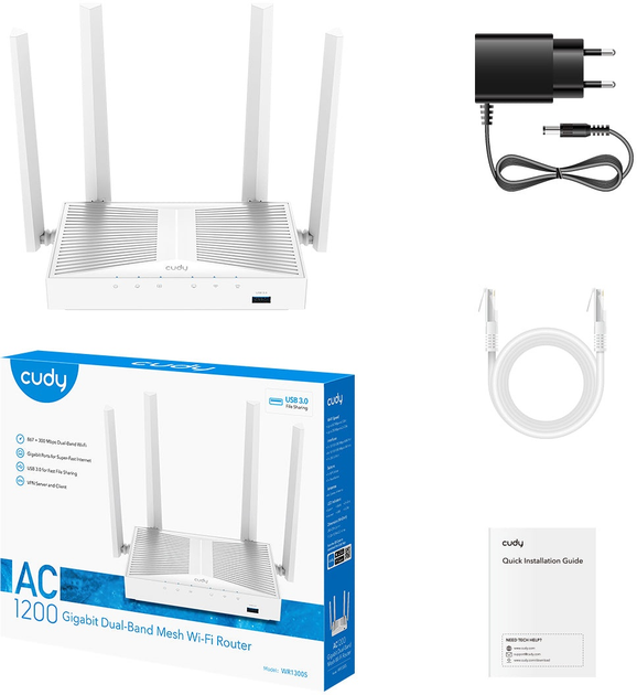 Router Cudy WR1300S AC1200 Mesh Wi-Fi USB - obraz 3