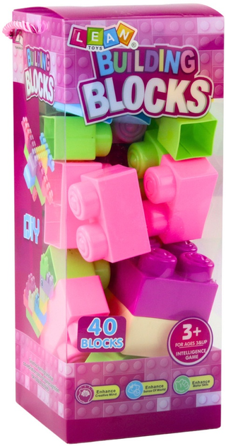 Klocki konstrukcyjne w pudełku LeanToys 40 elementów 24579 (5905991057062) - obraz 1
