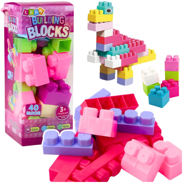 Klocki konstrukcyjne w pudełku LeanToys 40 elementów 24579 (5905991057062) - obraz 2