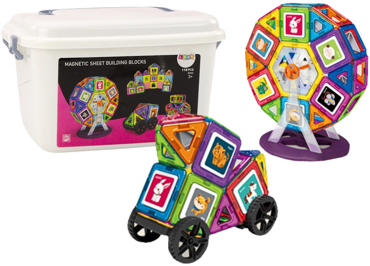 Magnetyczne klocki w pudełku LeanToys 118 elementów 18435 (5905991015949) - obraz 2