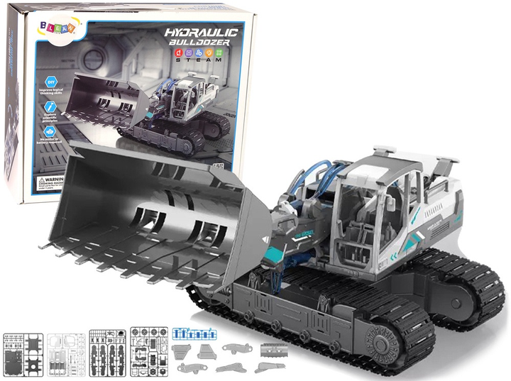 Zestaw konstrukcyjny LeanToys Spychacz gąsienicowy z hydrauliką 127 elementów 12418 (5905214970055) - obraz 2