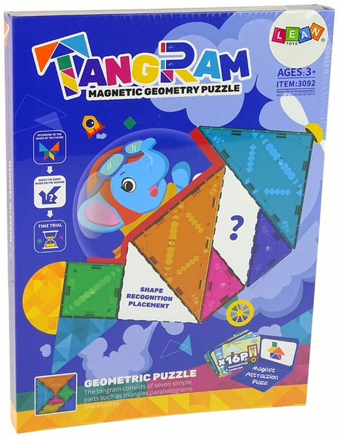 Magnetyczna układanka – tangram LeanToys 7 elementów 14113 (5905679070796) - obraz 1