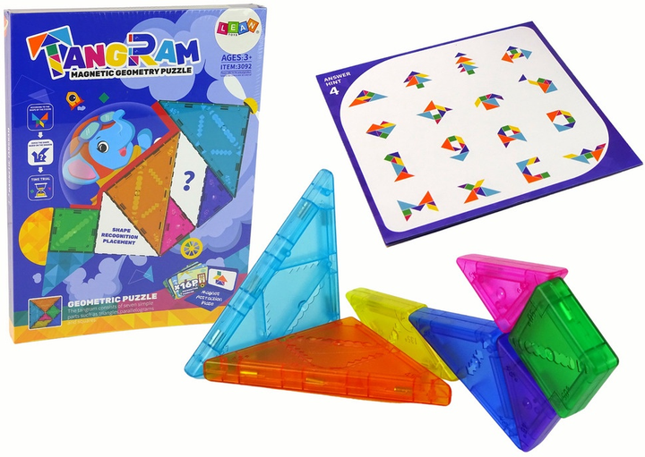 Magnetyczna układanka – tangram LeanToys 7 elementów 14113 (5905679070796) - obraz 2
