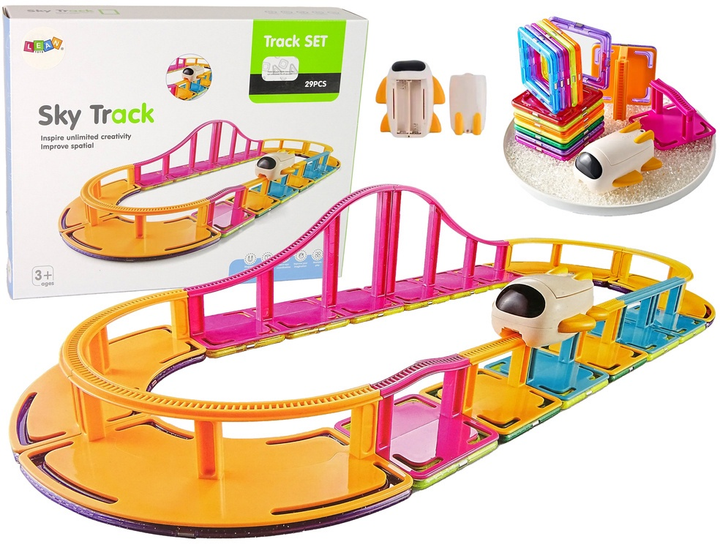 Magnetyczne klocki LeanToys Sky track 29 elementów 14666 (5905515351201) - obraz 2