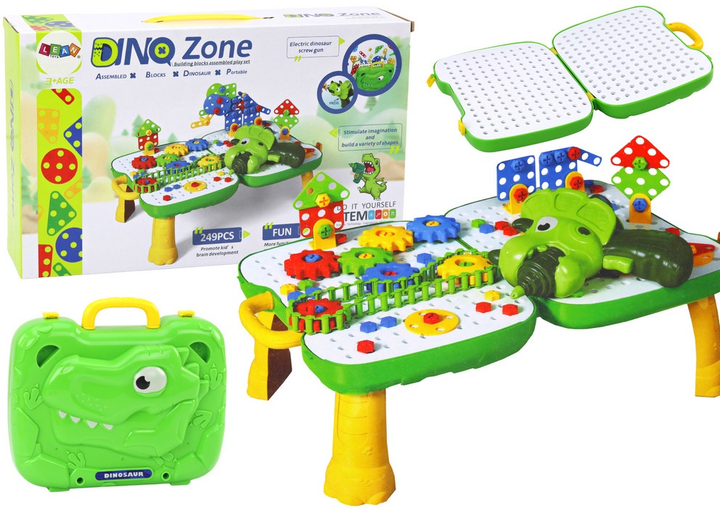 Zestaw w walizce LeanToys z motywem dinozaurów 249 elementów 17782 (5905991006329) - obraz 2
