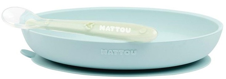 Набір посуду Nattou силіконовий без BPA м’ятний 2 шт (5414673877138) - зображення 2