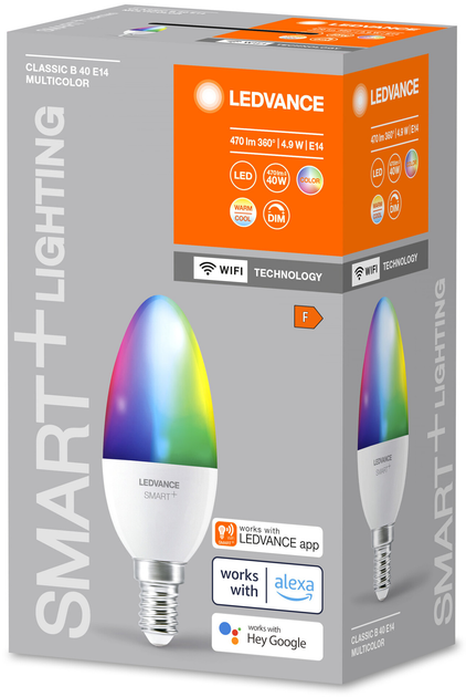 Lampa LED LEDVANCE SMART+ WiFi B40 4.9W RGBW 470Lm DIM E14 (4058075778597) - obraz 5