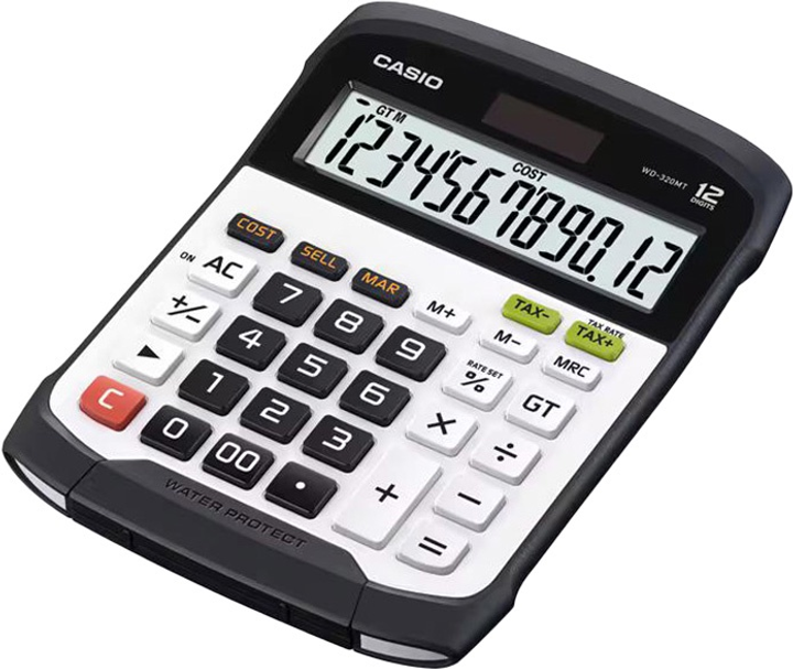 Kalkulator biurkowy Casio 12-cyfrowy Wodoodporny Black/White (4549526612657) - obraz 1