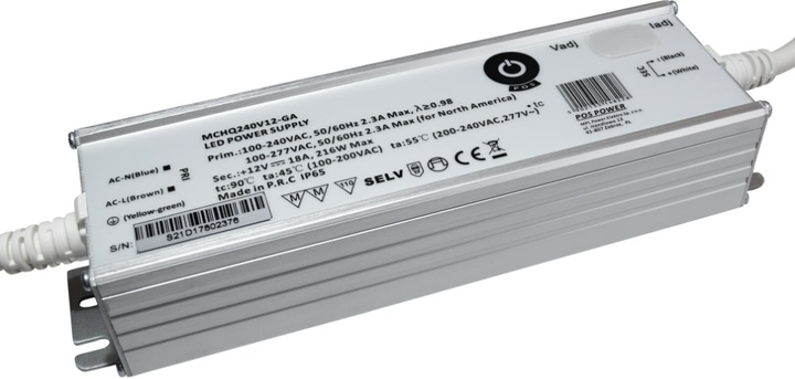Zasilacz POS LED Driver 12V, 18A, 216W MCHQ240V12-GA (5902135148228) - obraz 1