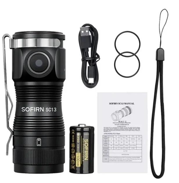 Мини карманный ручной фонарик Sofirn SC13 (1300Лм, 217м, 1*18350) - изображение 3