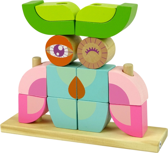 Zestaw drewnianych klocków Lean Toys Sowa 3D (5904665990179) - obraz 3