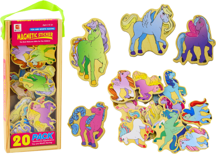 Zestaw drewnianych magnesów Lean Toys Jednorożce 20 szt Kolorowy (5905991021803) - obraz 2