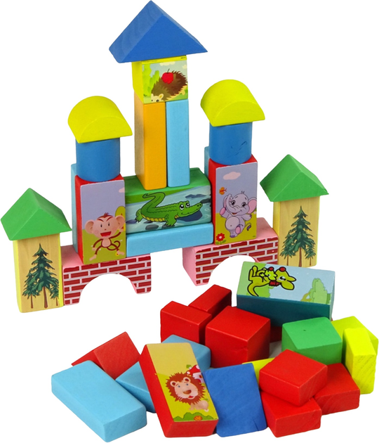 Zestaw drewnianych klocków Lean Toys ze zwierzętami w plecaku (5904665991749) - obraz 4