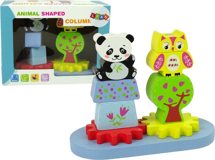 Набір дерев'яних блоків Lean Toys Animal Shaped Column (5904665990117) - зображення 1