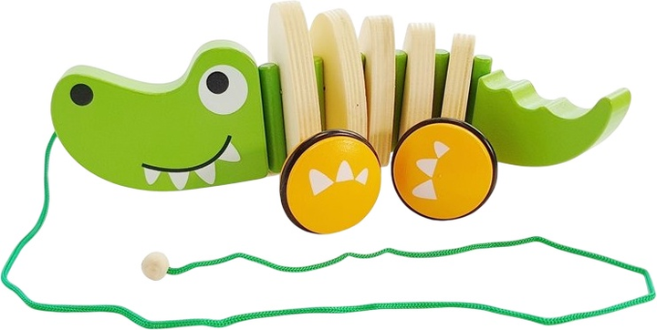 Zabawka drewniana Lean Toys Krokodyl na kółkach 18 cm (5905323211766 / 5905214973438) - obraz 3