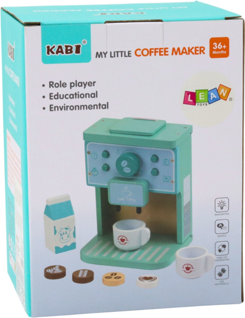Дитячий ігровий набір Lean Toys Кавоварка з чашками дерев'яний (5905991023630) - зображення 2