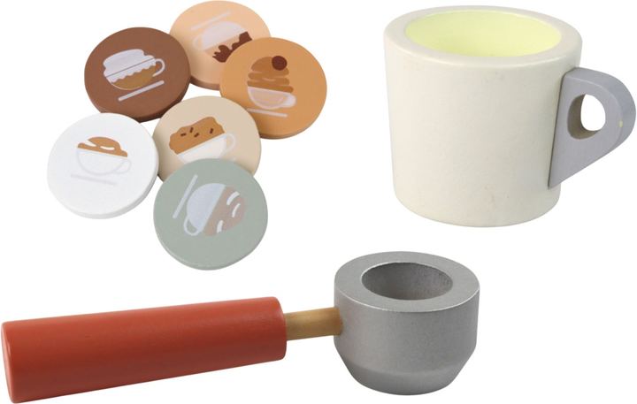 Zestaw do zabawy dla dzieci Lean Toys Ekspres do kawy z filiżanką drewniany (5905515354813) - obraz 6