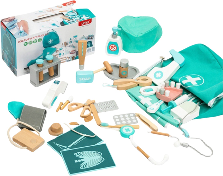Zestaw lekarski do zabawy Lean Toys drewniany 20 elementów (5905991043928) - obraz 2