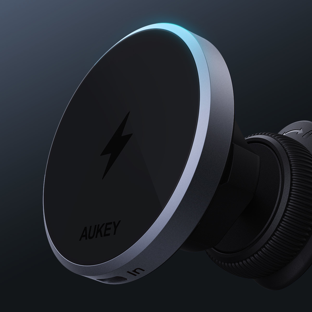 Автомобільний зарядний пристрій Aukey HD-MC13 Qi2 Wireless Charging Phone Mount - зображення 6