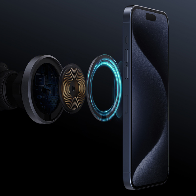 Автомобільний зарядний пристрій Aukey HD-MC13 Qi2 Wireless Charging Phone Mount - зображення 7