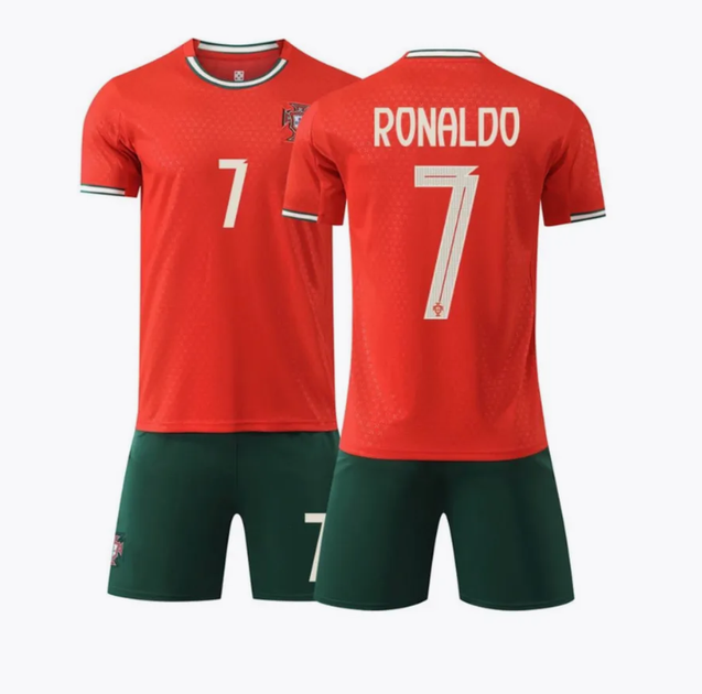 Дитяча футбольна форма C. Ronaldo #7 (Роналдо)зб. Португалії (домашня) 25/26, розмір 22 (зріст 120–125 см), червоно-зелена - зображення 9
