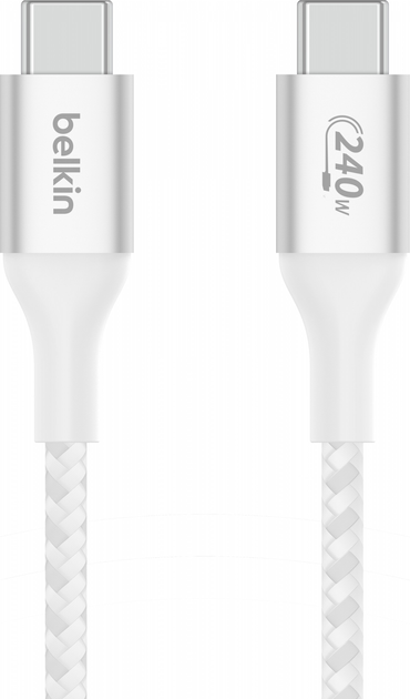 Кабель Belkin BoostCharge 240W USB Type-C - USB Type-C 1 м White (CAB015BT1MWH) - зображення 1