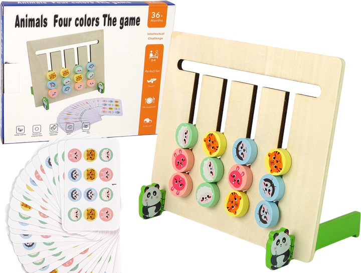 Gra planszowa Lean Toys Zwierzęta Cztery Kolory drewniana (5905323214453) - obraz 1