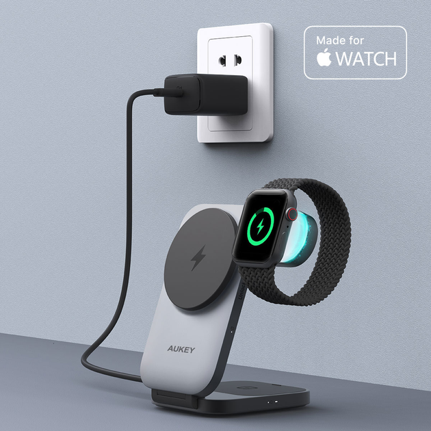 Індукційний зарядний пристрій Aukey LC-MC312 MagFusion Z Qi2 3в1 15W - зображення 8