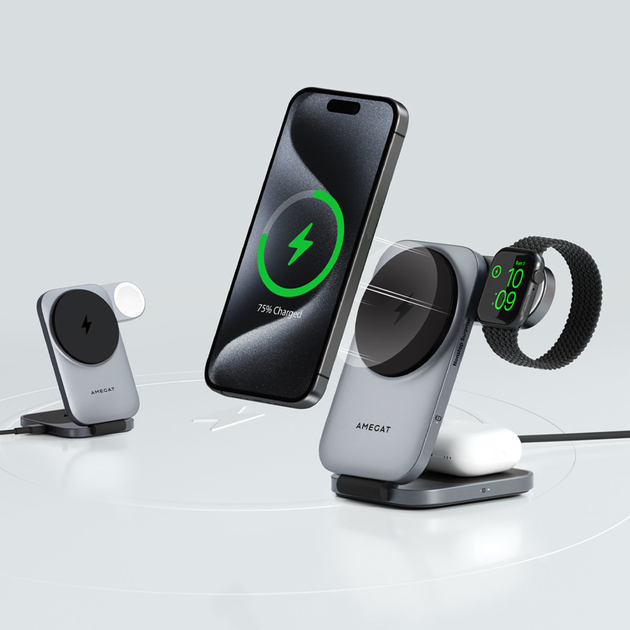 Індукційний зарядний пристрій Aukey LC-MC312 MagFusion Z Qi2 3в1 15W - зображення 11