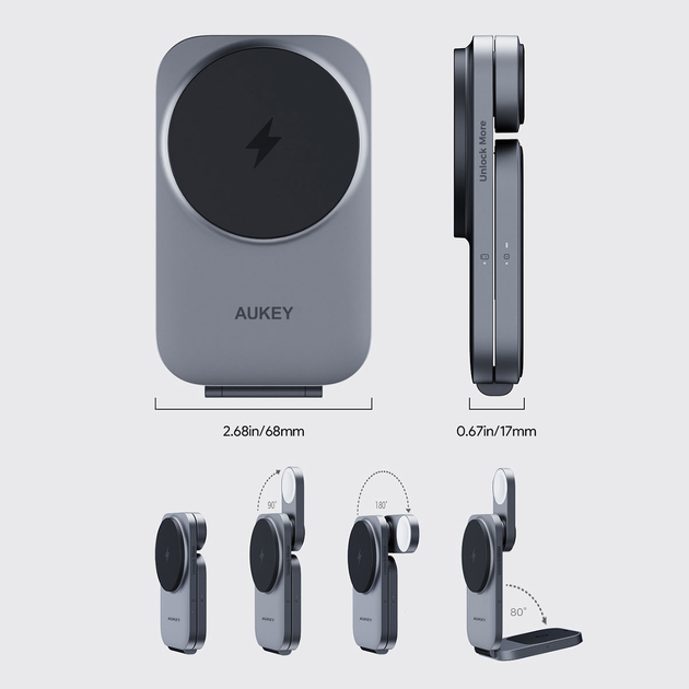 Індукційний зарядний пристрій Aukey LC-MC312 MagFusion Z Qi2 3в1 15W - зображення 9