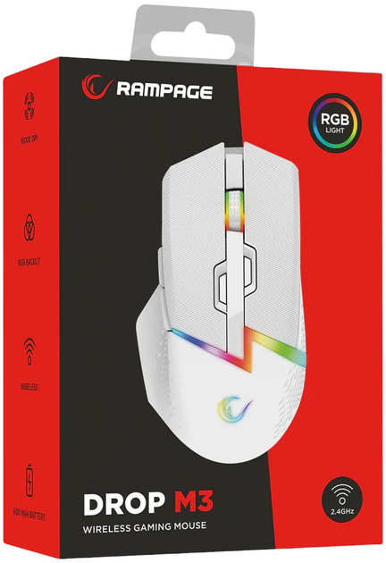 Миша Rampage Drop M3 RGB 2.4Ghz White (DROPM3W) - зображення 8