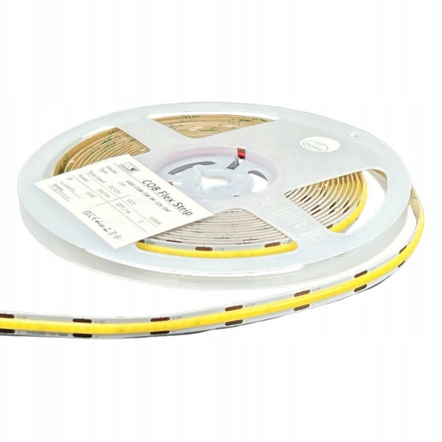 Світлодіодна стрічка MW Lighting Тип COB 5 Вт 320 кристалів/м² CRI >90 24 В 4000 K IP20 5 м нейтральний білий (UQS-COB-5W-NW-24V-5m) - зображення 1