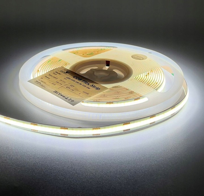 Світлодіодна стрічка MW Lighting Тип COB 5 Вт 320 кристалів/м² CRI >90 24 В 4000 K IP20 5 м нейтральний білий (UQS-COB-5W-NW-24V-5m) - зображення 2