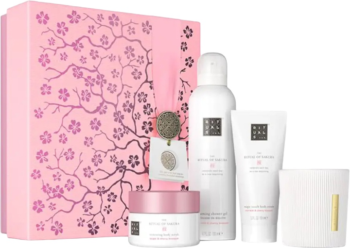 Zestaw Rituals The Ritual Of Sakura Krem do ciala 100 ml + Peeling do ciala 125 ml + Zel pod prysznic 200 ml + Swieca zapachowa 140 g (8719134184549) (955555911685855) - Outlet - obraz 1