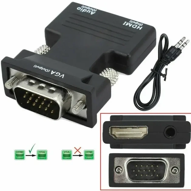 Переходник HDMI VGA OUT конвертер для передачи видео и аудио сигнала 6737 - Фото 4 Переходник HDMI VGA OUT конвертер для передачи видео и аудио сигнала 6737 - изображение 4