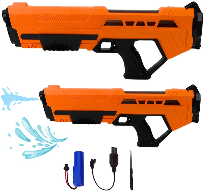Pistolet-karabin na wodę elektryczny LEAN Toys automatyczny Pomarańczowy 22952 (5905991053019) - obraz 2