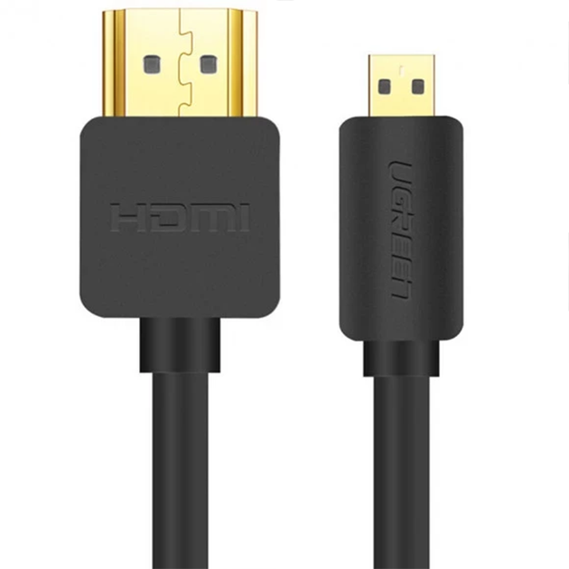 Кабель перехідник micro HDMI to HDMI v2.0 Ugreen HD127 (4K 60Гц, 1 м) - зображення 2