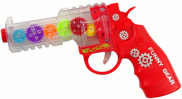 Pistolet LEAN Toys Funny Gear ze światłem i dźwiękiem Czerwony 15419 (5905515357975) - obraz 1