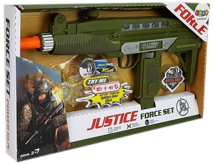 Zestaw wojskowy LEAN Toys Pistolet ze światłem i dźwiękiem 37 cm + Odznaka 7872 (5903802454635) - obraz 1